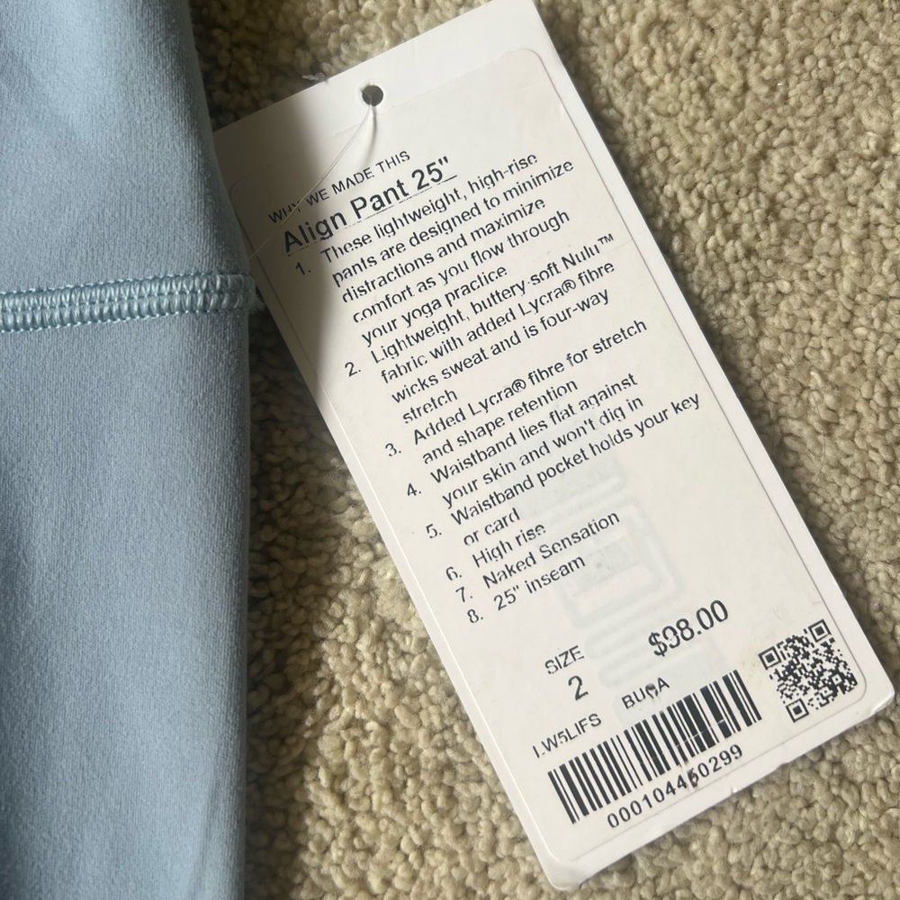 NWT lululemon chambray align pants leggings 25’ size 2 - Picture 7 of 9
